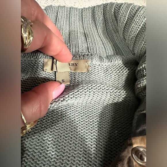Burberry Knit 100% Cotton Nova Check Sweater Snap Turtleneck Size Small EUC - Picture 8 of 13